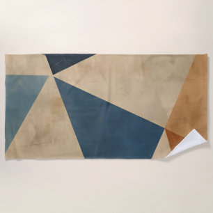 Geometrisches Muster in Blau-, Beige- und Rosttöne Strandtuch