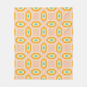 Geometrisches Muster in blau und orange Diamantfor Fleecedecke
