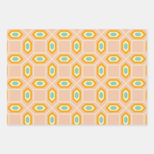 Geometrisches Muster in blau und orange diamantfor Geschenkpapier Set (Vorderseite 3)