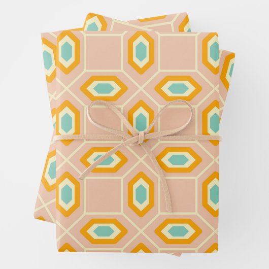 Geometrisches Muster in blau und orange diamantfor Geschenkpapier Set (Beispiel)