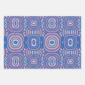 Geometrisches Muster in Blau und Rosa Geschenkpapier Set (Vorderseite)