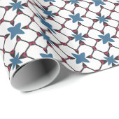 Geometrisches Muster in blau, weiß und rot Geschenkpapier (Rolleneckpunkt)