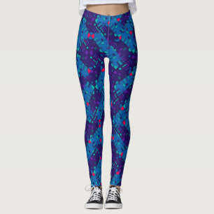 Geometrisches Muster in Blues und Purples Leggings