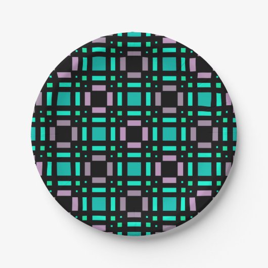 Geometrisches Muster in den Farben grün und geomet Pappteller (Vorderseite)