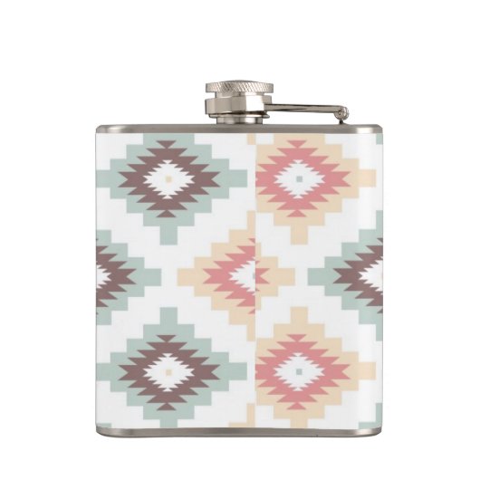 Geometrisches Muster in der aztekischen Art Flachmann (Rückseite)