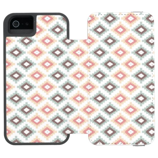 Geometrisches Muster in der aztekischen Art Incipio iPhone Geldbeutel-Hülle (Folio Geöffnet)