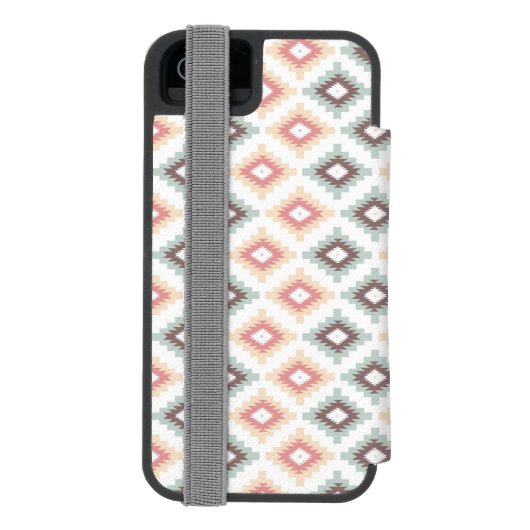 Geometrisches Muster in der aztekischen Art Incipio iPhone Geldbeutel-Hülle (Folio Rückseite)