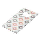 Geometrisches Muster in der aztekischen Art Kreditkartenflaschenöffner (Rückseite Schrägansicht)