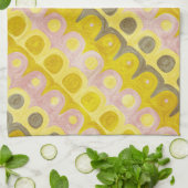 Geometrisches Muster in Gelb und Rosa Geschirrtuch (Gefaltet)