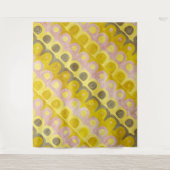 Geometrisches Muster in Gelb und Rosa Wandteppich (Vorderseite)
