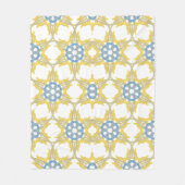 Geometrisches Muster in Gelb, Weiß und Blau. Fleecedecke (Vorderseite)