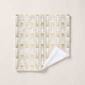Geometrisches Muster in Gold und Weiß Art Deco Badhandtuch Set (Waschlappen)