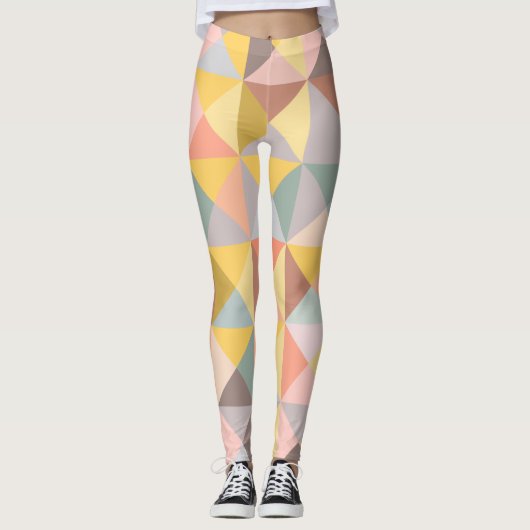 Geometrisches Muster in Herbst- und Herbstsonnentö Leggings (Vorderseite)