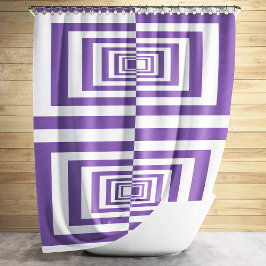 Geometrisches Muster in modernem Lila-weiß-Design Duschvorhang