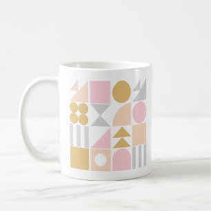 Geometrisches Muster in Pastellrosa und Gold Kaffeetasse