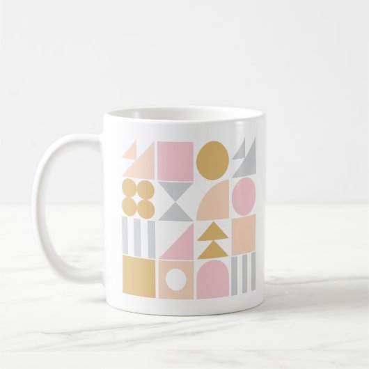 Geometrisches Muster in Pastellrosa und Gold Kaffeetasse (Links)