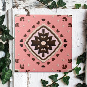 Geometrisches Muster in rosa und braunen Beige Fliese