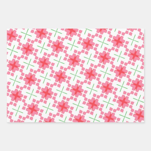 Geometrisches Muster in Rosa und Grün Geschenkpapier Set (Vorderseite 2)