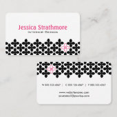 Geometrisches Muster in rosa und schwarzer Blume Visitenkarte (Vorne/Hinten)