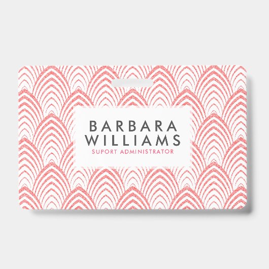 Geometrisches Muster in Rosa und Weiß, Deko Ausweis (Vorderseite)