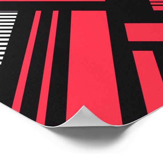 Geometrisches Muster in rot, schwarz und weiß Poster (Ecke)