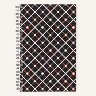 Geometrisches Muster in Schwarz und Braun Notizblock