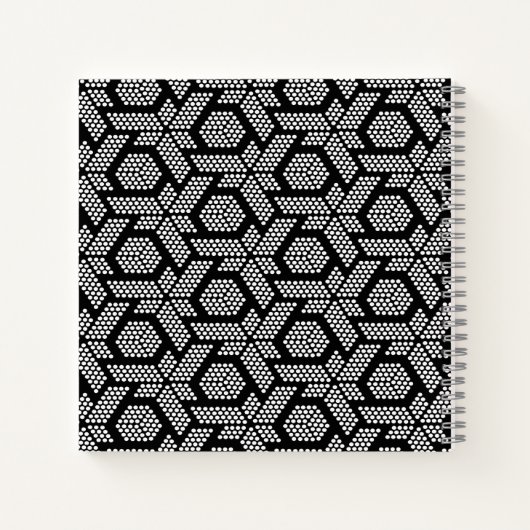 geometrisches Muster in Schwarzweiß Notizblock (Rückseite)