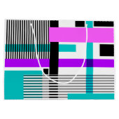 geometrisches Muster in Streifen- und Neonfarben Große Geschenktüte (Rückseite)