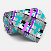 geometrisches Muster in Streifen- und Neonfarben Krawatte (Gerollt)