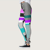 geometrisches Muster in Streifen- und Neonfarben Leggings (Links)