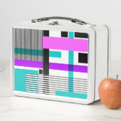 geometrisches Muster in Streifen- und Neonfarben Metall Brotdose (Beispiel)