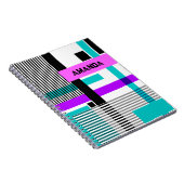 geometrisches Muster in Streifen- und Neonfarben Notizblock (Rechte Seite)