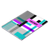 geometrisches Muster in Streifen- und Neonfarben Notizblock (Linke Seite)