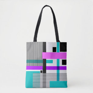 geometrisches Muster in Streifen- und Neonfarben Tasche