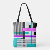 geometrisches Muster in Streifen- und Neonfarben Tasche (Rückseite)