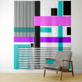 geometrisches Muster in Streifen- und Neonfarben Wandteppich (Beispiel)
