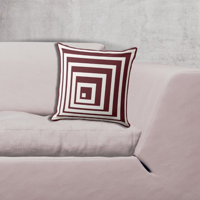 Geometrisches Muster in Weiß und Rot Kissen (Geometric White & Red Corner Pattern Throw Pillow)