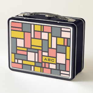 Geometrisches Muster individuelles Monogramm Metall Brotdose