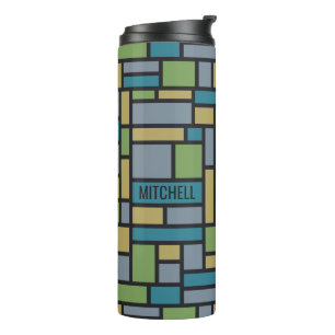 Geometrisches Muster, kundenspezifisch, monogramm Thermosbecher