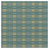 Geometrisches Muster Kupfer Türkis Stoff (Nahaufnahme)