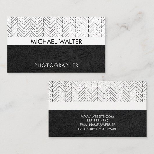 Geometrisches Muster | Leder | Boho Pattern Visitenkarte (Vorne/Hinten)