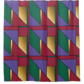 Geometrisches Muster, Lila-grün Duschvorhang (Vorderseite)