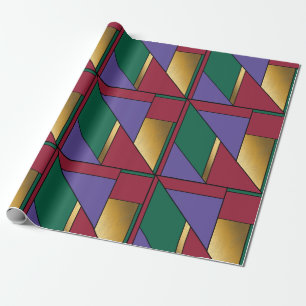 Geometrisches Muster, Lila-grün Geschenkpapier