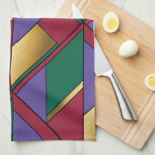 Geometrisches Muster, Lila-grün Geschirrtuch (Viertel Falte)