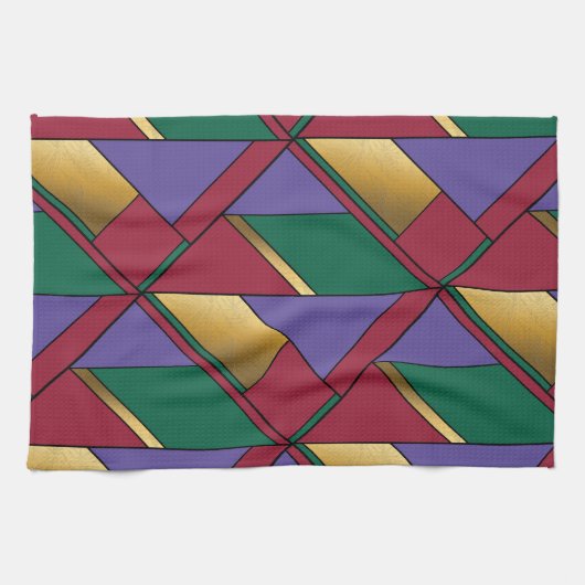 Geometrisches Muster, Lila-grün Geschirrtuch (Horizontal)