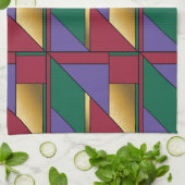 Geometrisches Muster, Lila-grün Geschirrtuch (Gefaltet)