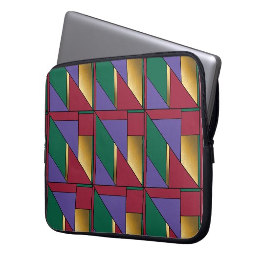 Geometrisches Muster, Lila-grün Laptopschutzhülle (Vorderseite Links)