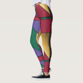 Geometrisches Muster, Lila-grün Leggings (Links)