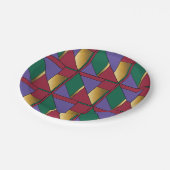 Geometrisches Muster, Lila-grün Pappteller (Schrägansicht)