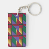 Geometrisches Muster, Lila-grün Schlüsselanhänger (Rückseite)